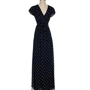 Babaton Navy Maxi Dress with White Polka Dots